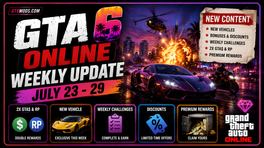 GTA Online weekly update July 23 2026 bonuses discounts